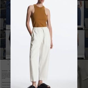 Women's White Barrel-leg Drawstring Trousers